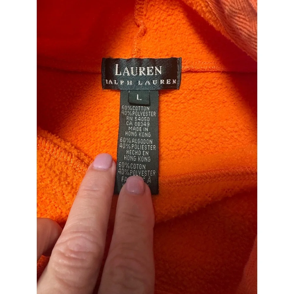 Lauren Ralph Lauren Orange Marine Supply Co RL/67 Cowl Neck Hoodie Mens Large